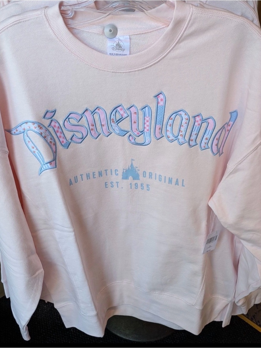 Disneyland Authentic Original 1955 Castle Blush Pink Crewneck Sweater
